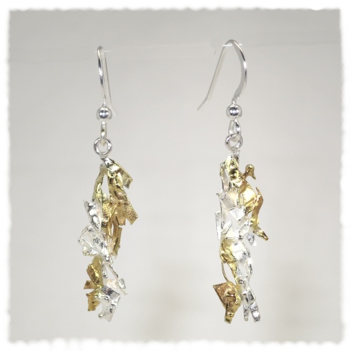 Silver fused earrings with gold highlights